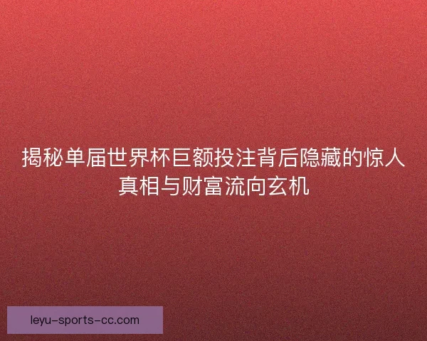 揭秘单届世界杯巨额投注背后隐藏的惊人真相与财富流向玄机